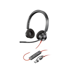 POLY BLACKWIRE 3320 STEREO MS TEAMS CERTIFIED USB-C HEADSET + USB-C/A ADAPTER (8X220AA)