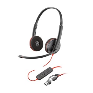 POLY BLACKWIRE 3220 STEREO USB-C HEADSET + USB-C/A ADAPTER (BULK) (8X228A6)