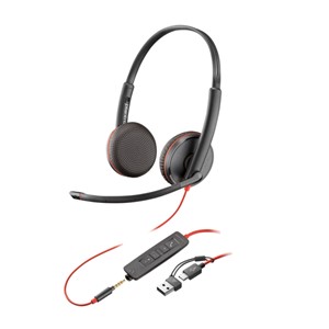POLY BLACKWIRE 3225 STEREO USB-C HEADSET + 3.5MM PLUG + USB-C/A ADAPTER (BULK) (8X229A6)