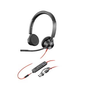 POLY BLACKWIRE 3325 STEREO MS TEAMS CERTIFIED USB-C HEADSET + 3.5MM PLUG + USB-C/A ADAPTER (8X222AA)