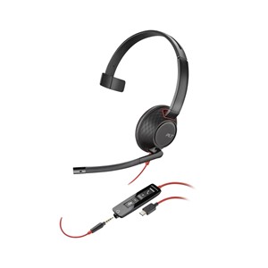 POLY BLACKWIRE 5210 MONAURAL USB-C HEADSET + 3.5MM PLUG + USB-C/A ADAPTER (8X230AA)