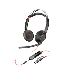 POLY BLACKWIRE 5220 STEREO USB-C HEADSET +3.5MM PLUG +USB-C/A ADAPTER (BULK)