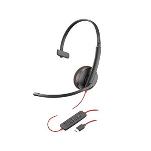 POLY BLACKWIRE 3210 MONAURAL USB-C HEADSET +USB-C/A ADAPTER (8X214AA)